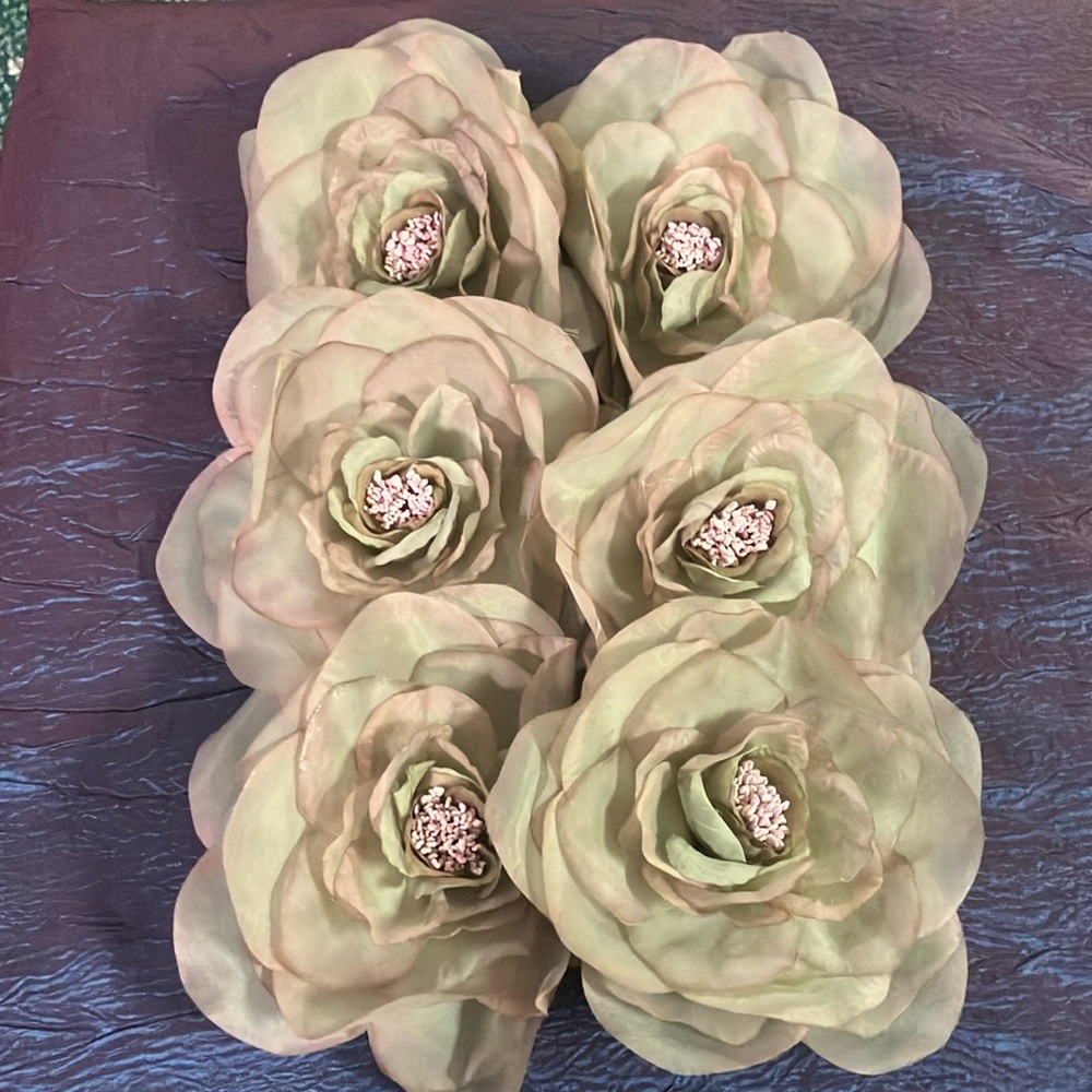 Beige-Mix 6” Organza Flower Accents 6 for $28